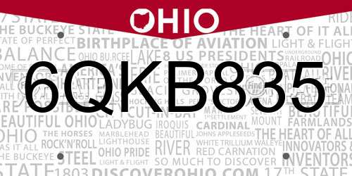 6QKB835 Ohio License Plate