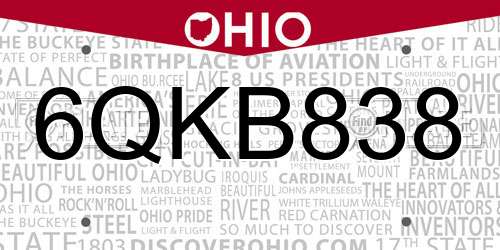 6QKB838 Ohio License Plate