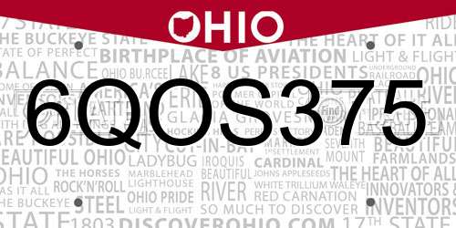 6QOS375 Ohio License Plate