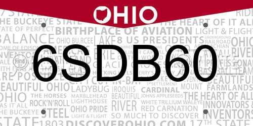 6SDB60 Ohio License Plate