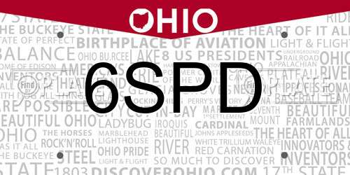 6SPD Ohio License Plate