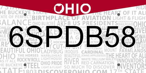 6SPDB58 Ohio License Plate