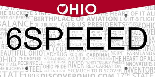 6SPEEED Ohio License Plate