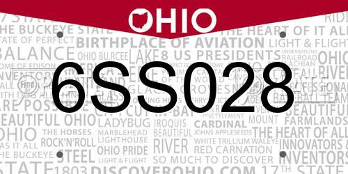 6SS028 Ohio License Plate