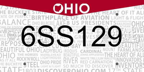 6SS129 Ohio License Plate