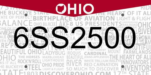 6SS2500 Ohio License Plate