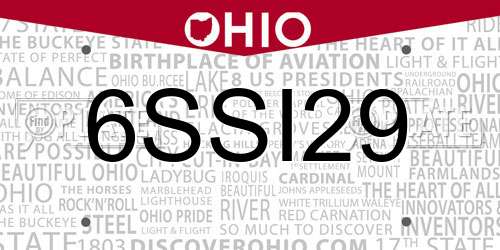 6SSI29 Ohio License Plate