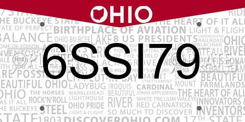 6SSI79 Ohio License Plate