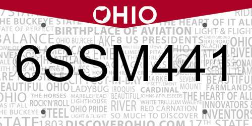 6SSM441 Ohio License Plate
