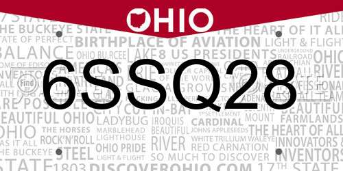 6SSQ28 Ohio License Plate
