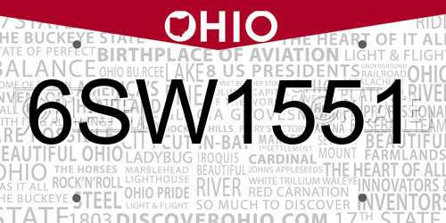 6SW1551 Ohio License Plate