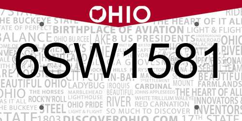 6SW1581 Ohio License Plate