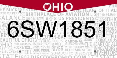 6SW1851 Ohio License Plate
