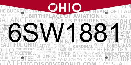 6SW1881 Ohio License Plate