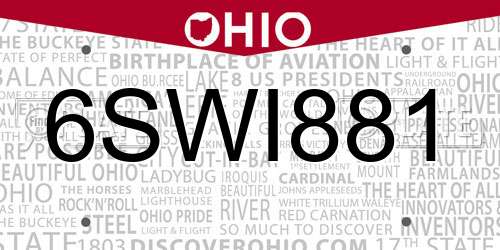 6SWI881 Ohio License Plate