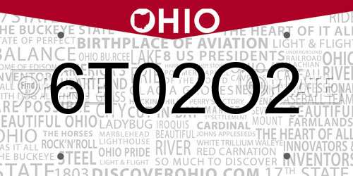 6T02O2 Ohio License Plate