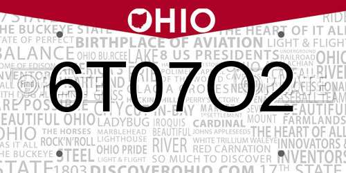 6T07O2 Ohio License Plate