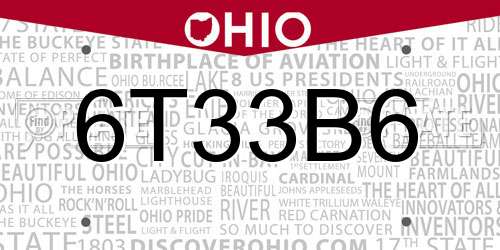 6T33B6 Ohio License Plate