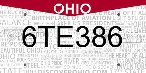 6TE386 Ohio License Plate