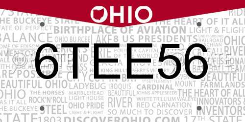 6TEE56 Ohio License Plate