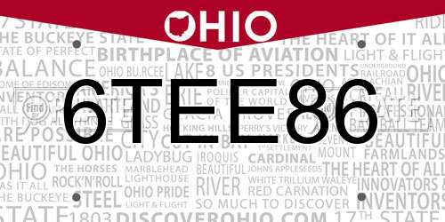 6TEE86 Ohio License Plate
