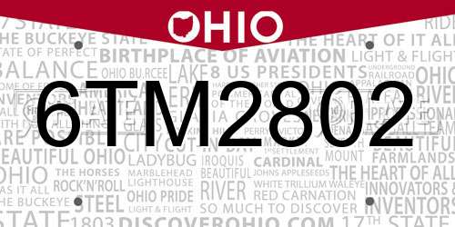 6TM2802 Ohio License Plate