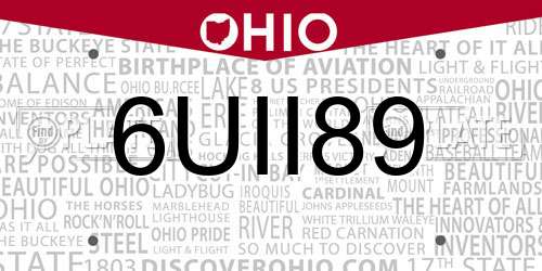6UII89 Ohio License Plate