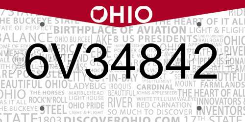 6V34842 Ohio License Plate