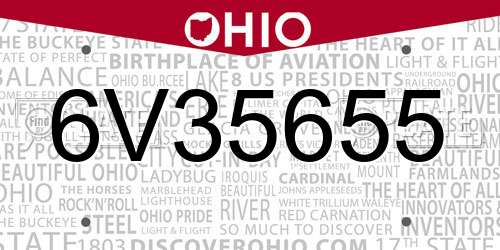 6V35655 Ohio License Plate