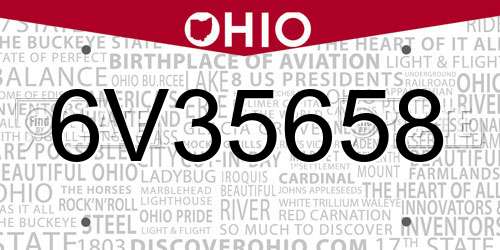 6V35658 Ohio License Plate
