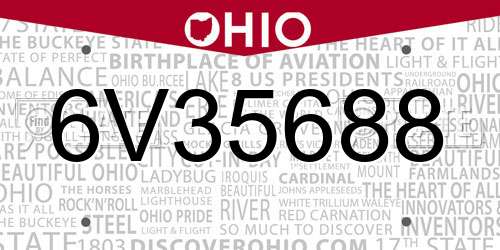 6V35688 Ohio License Plate