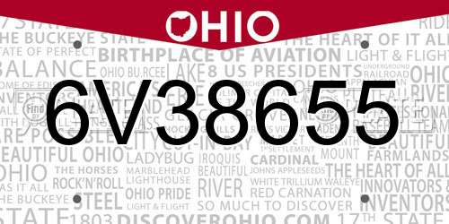 6V38655 Ohio License Plate