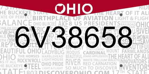 6V38658 Ohio License Plate