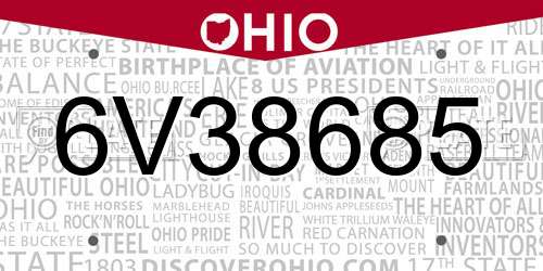 6V38685 Ohio License Plate