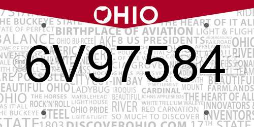 6V97584 Ohio License Plate
