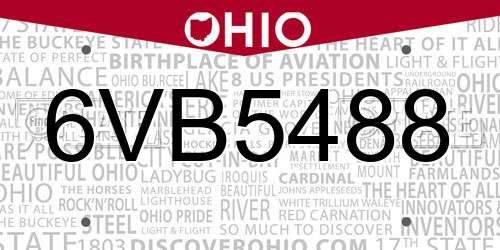 6VB5488 Ohio License Plate