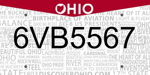 6VB5567 Ohio License Plate