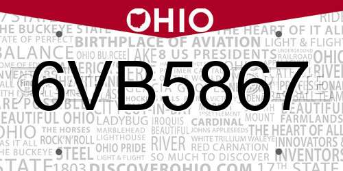 6VB5867 Ohio License Plate