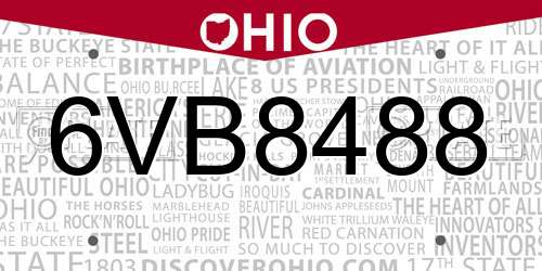 6VB8488 Ohio License Plate