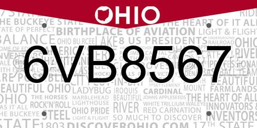 6VB8567 Ohio License Plate