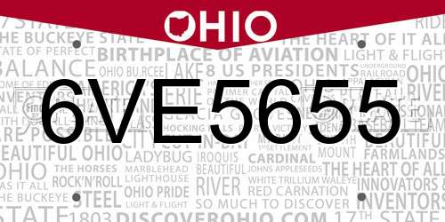 6VE5655 Ohio License Plate