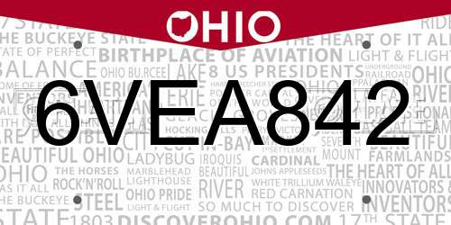 6VEA842 Ohio License Plate