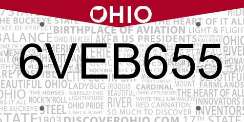 6VEB655 Ohio License Plate
