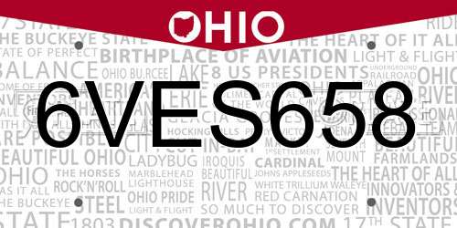 6VES658 Ohio License Plate