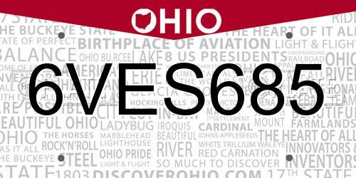 6VES685 Ohio License Plate