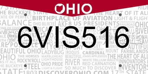 6VIS516 Ohio License Plate