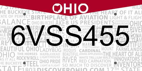 6VSS455 Ohio License Plate
