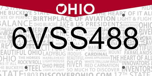 6VSS488 Ohio License Plate