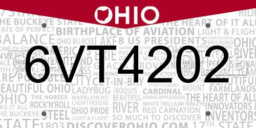 6VT4202 Ohio License Plate