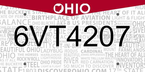 6VT4207 Ohio License Plate